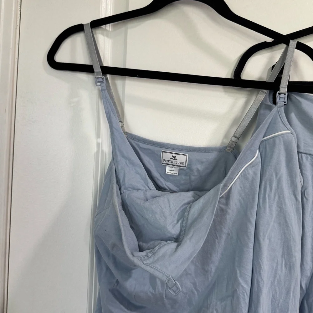 Petite Plume Basics Maternity Nursing Pima Cotton Pajama Set Periwinkle Blue M - Picture 13 of 13